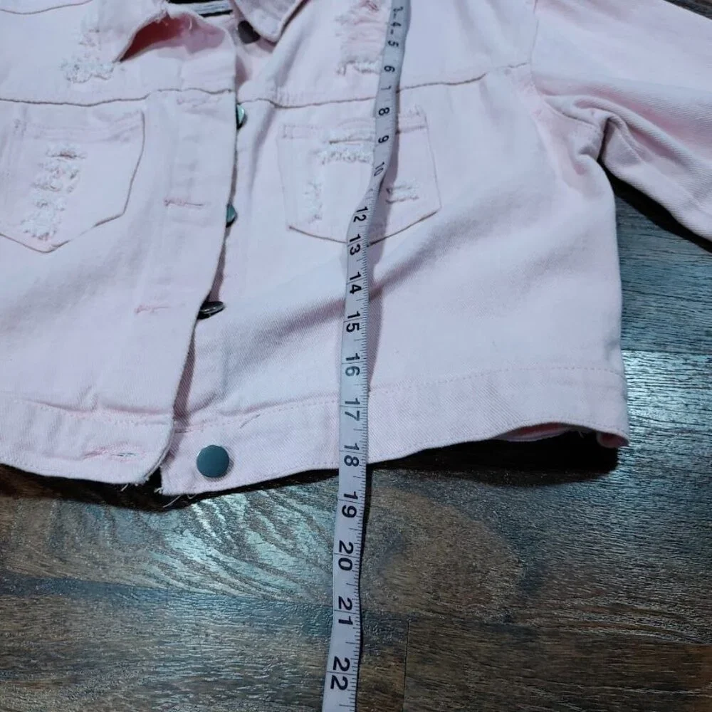 Veveret Cowboy Carter Prairie Coachella Crop Distressed Fringe Jacket Pink Small - Picture 11 of 13